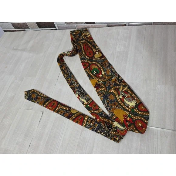 1993 Looney Tunes Tie Bugs Bunny Tasmanian Devil Marvin Martian  Yosemite Sam - Picture 15 of 16